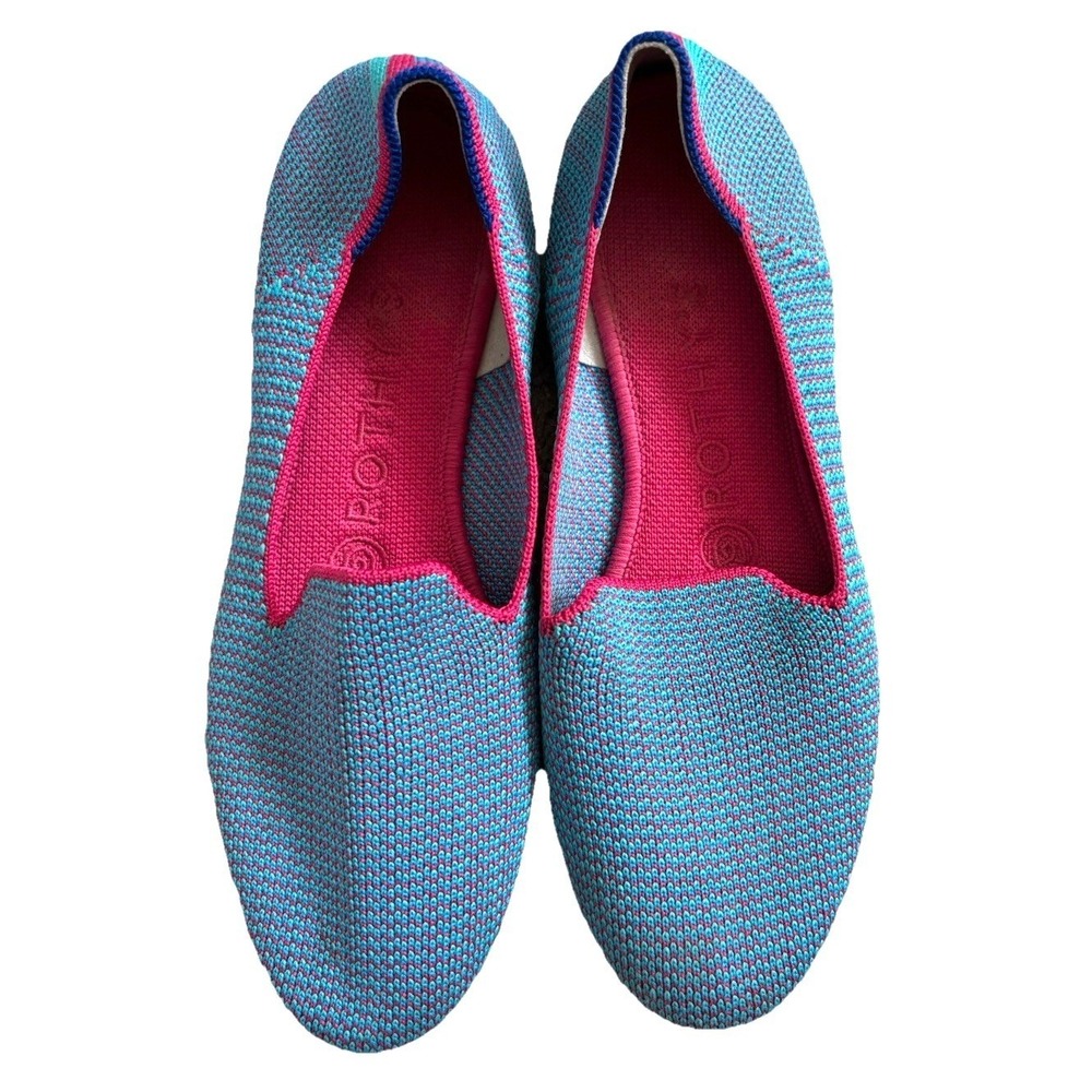 Rothy's The Loafer Slip On Flat Shoe Women 7 Blue Washable Lightweight Travel